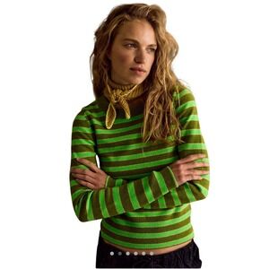 NWT Free People Malibu Striped Cashmere Crewneck Sweater Size Small $228